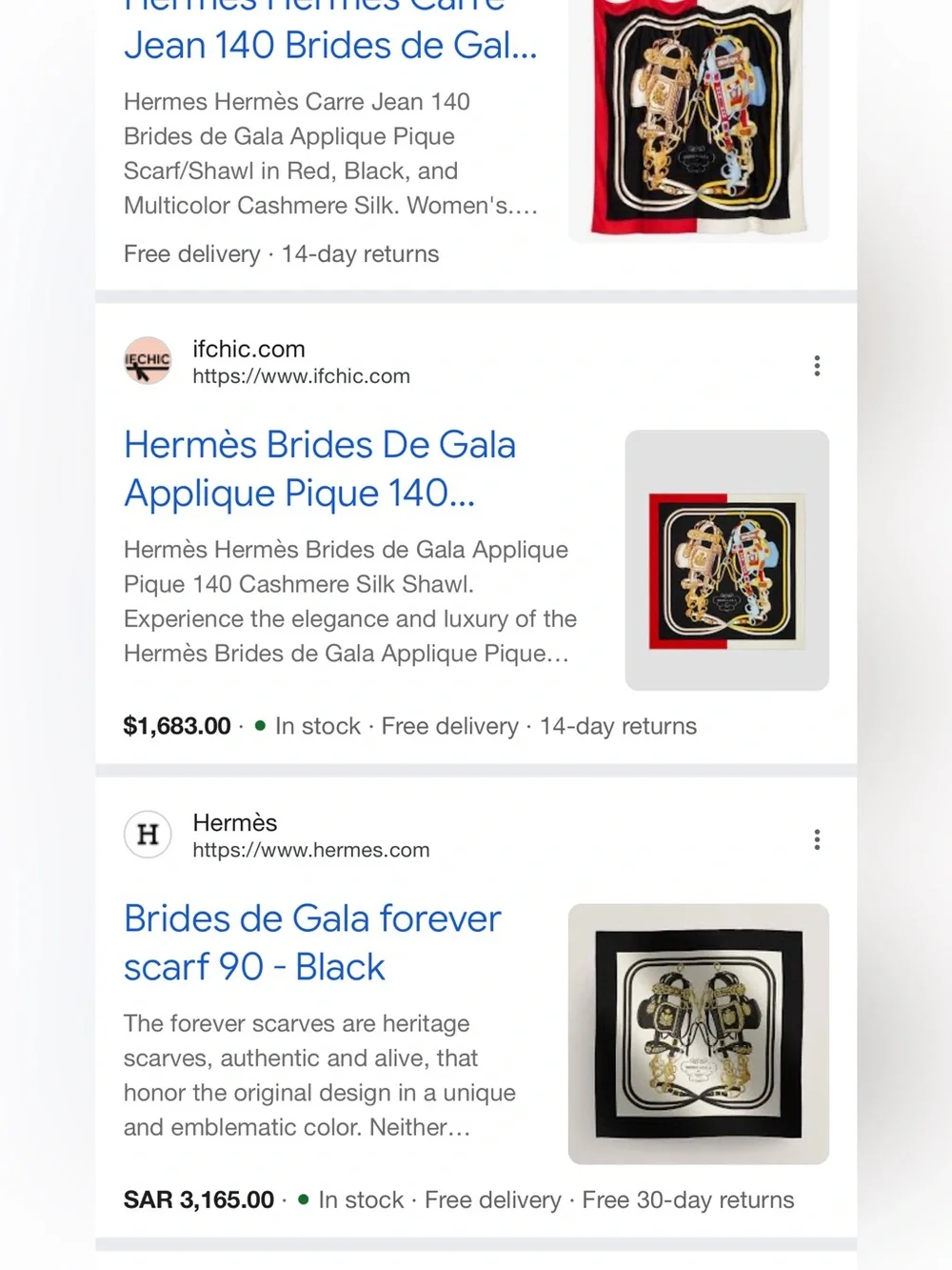 Hermes Brides de Gala Silk Scarf in Black, Red, White, Yellow, Blue